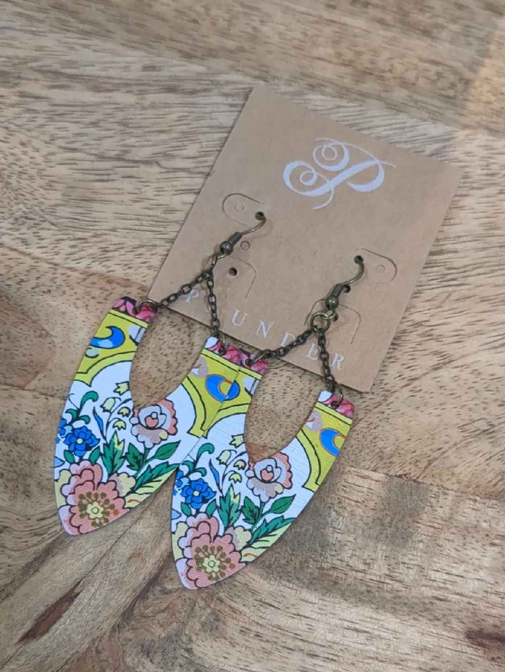 PLUNDER Floral Yellow Teardrop Earrings